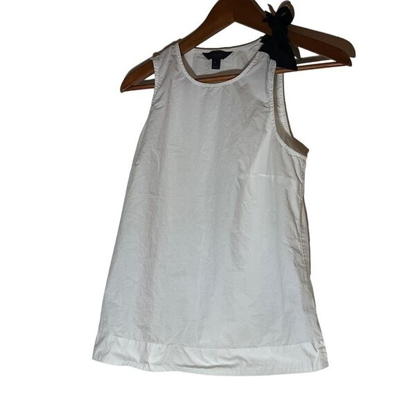 Women's J. Crew White & Black Tank Top with Bow - Picture 1 of 6
